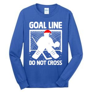 Goal Line Do Not Cross Santa Goalkeeper Christmas Goalie Meaningful Gift Tall Long Sleeve T-Shirt