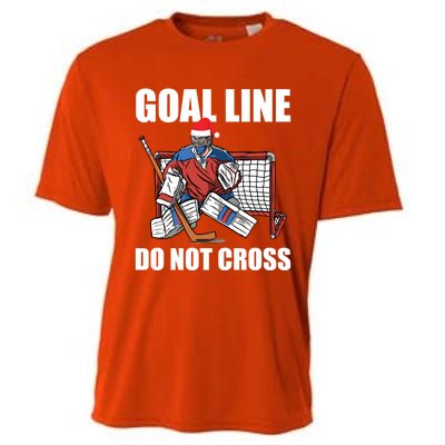 Goal Line Do Not Cross Santa Goalkeeper Christmas Goalie Gift Cooling Performance Crew T-Shirt