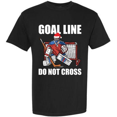 Goal Line Do Not Cross Santa Goalkeeper Christmas Goalie Gift Garment-Dyed Heavyweight T-Shirt