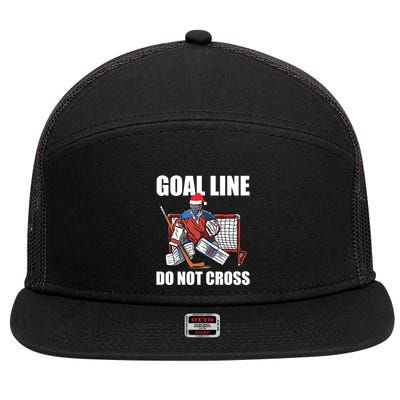 Goal Line Do Not Cross Santa Goalkeeper Christmas Goalie Gift 7 Panel Mesh Trucker Snapback Hat