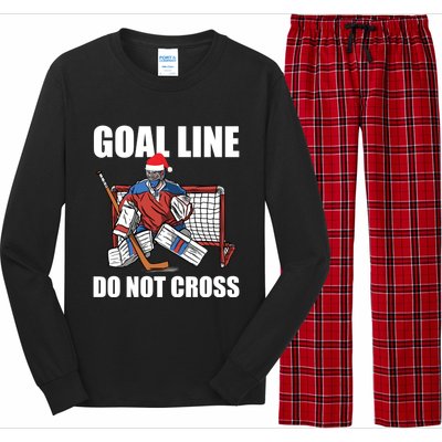 Goal Line Do Not Cross Santa Goalkeeper Christmas Goalie Gift Long Sleeve Pajama Set