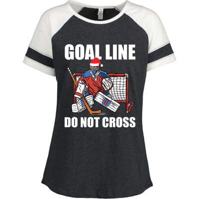 Goal Line Do Not Cross Santa Goalkeeper Christmas Goalie Gift Enza Ladies Jersey Colorblock Tee