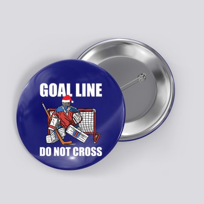 Goal Line Do Not Cross Santa Goalkeeper Christmas Goalie Gift Button