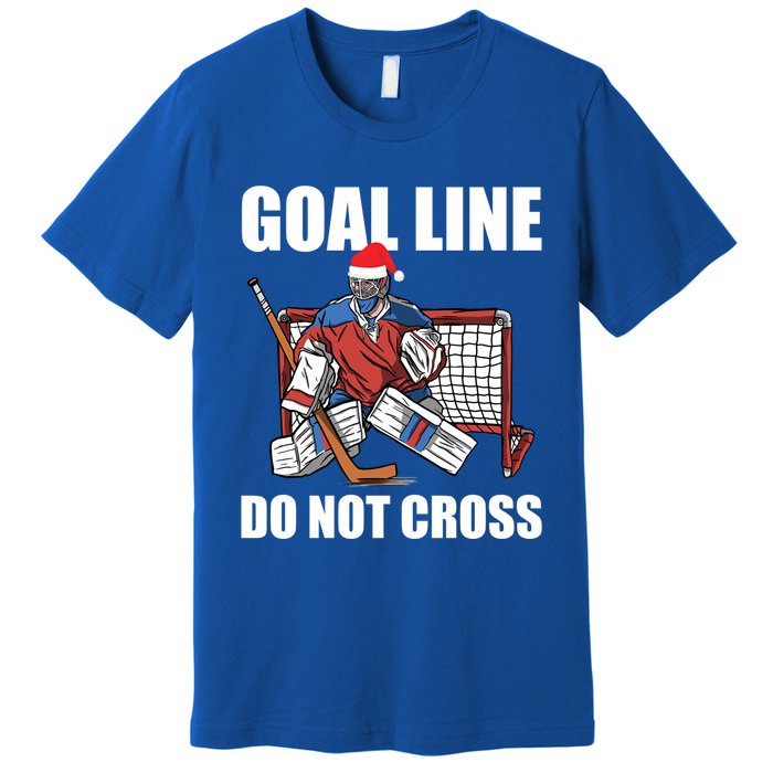 Goal Line Do Not Cross Santa Goalkeeper Christmas Goalie Gift Premium T-Shirt