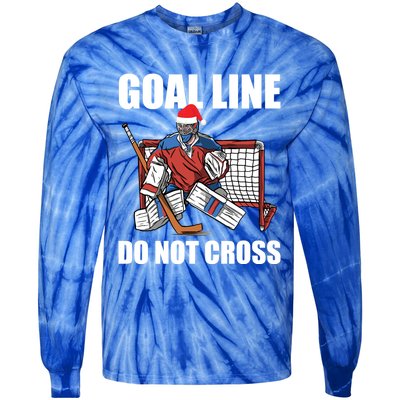 Goal Line Do Not Cross Santa Goalkeeper Christmas Goalie Gift Tie-Dye Long Sleeve Shirt