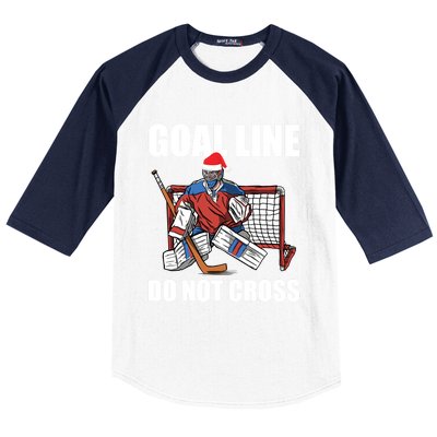 Goal Line Do Not Cross Santa Goalkeeper Christmas Goalie Gift Baseball Sleeve Shirt