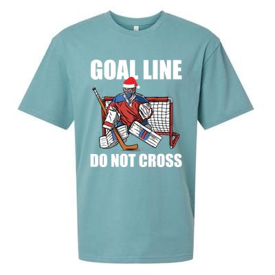 Goal Line Do Not Cross Santa Goalkeeper Christmas Goalie Gift Sueded Cloud Jersey T-Shirt