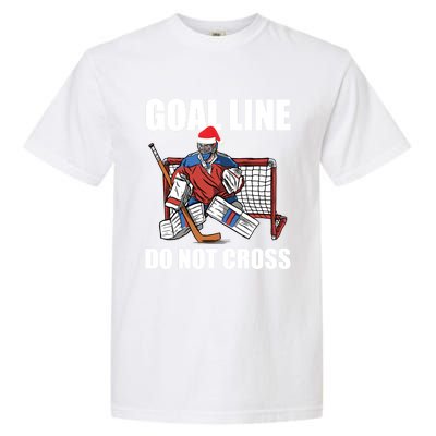 Goal Line Do Not Cross Santa Goalkeeper Christmas Goalie Gift Garment-Dyed Heavyweight T-Shirt