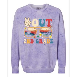 Groovy Last Day Of School Peace Out 2nd Grade Colorblast Crewneck Sweatshirt