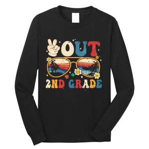 Groovy Last Day Of School Peace Out 2nd Grade Long Sleeve Shirt