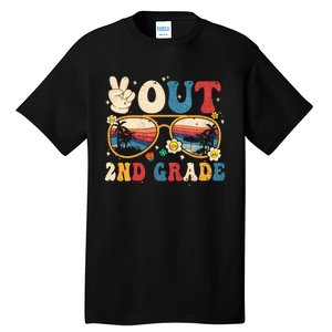 Groovy Last Day Of School Peace Out 2nd Grade Tall T-Shirt