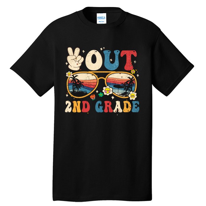 Groovy Last Day Of School Peace Out 2nd Grade Tall T-Shirt