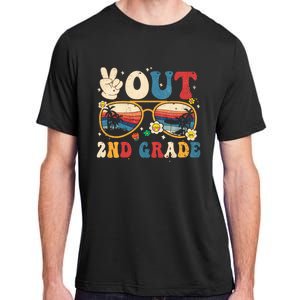 Groovy Last Day Of School Peace Out 2nd Grade Adult ChromaSoft Performance T-Shirt