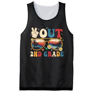 Groovy Last Day Of School Peace Out 2nd Grade Mesh Reversible Basketball Jersey Tank