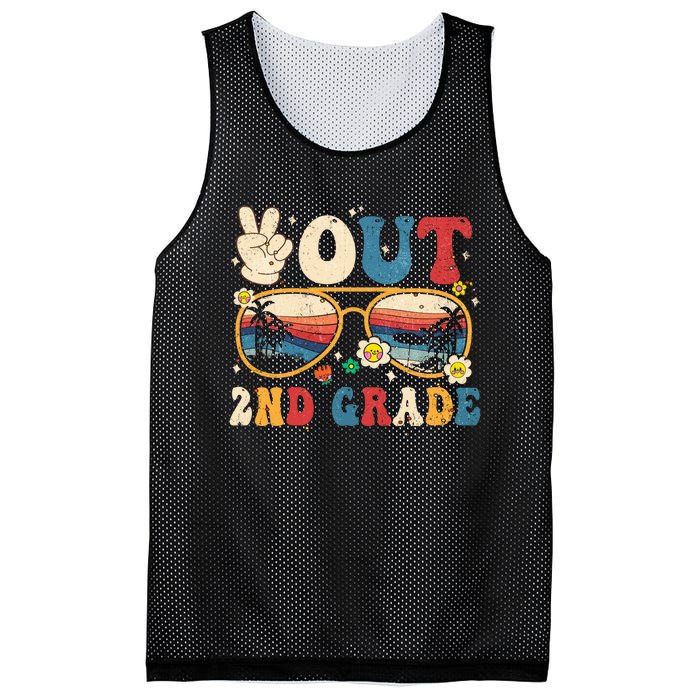 Groovy Last Day Of School Peace Out 2nd Grade Mesh Reversible Basketball Jersey Tank