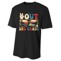 Groovy Last Day Of School Peace Out 2nd Grade Performance Sprint T-Shirt