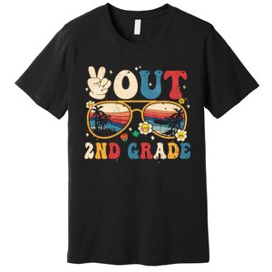 Groovy Last Day Of School Peace Out 2nd Grade Premium T-Shirt