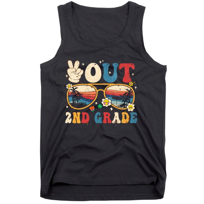 Groovy Last Day Of School Peace Out 2nd Grade Tank Top