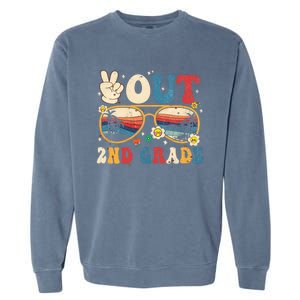 Groovy Last Day Of School Peace Out 2nd Grade Garment-Dyed Sweatshirt