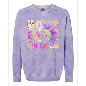 Groovy Last Day Of School Peace Out 2nd Grade Colorblast Crewneck Sweatshirt