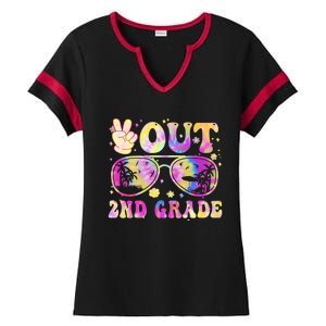 Groovy Last Day Of School Peace Out 2nd Grade Ladies Halftime Notch Neck Tee