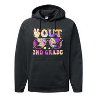 Groovy Last Day Of School Peace Out 2nd Grade Performance Fleece Hoodie