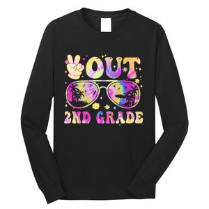 Groovy Last Day Of School Peace Out 2nd Grade Long Sleeve Shirt