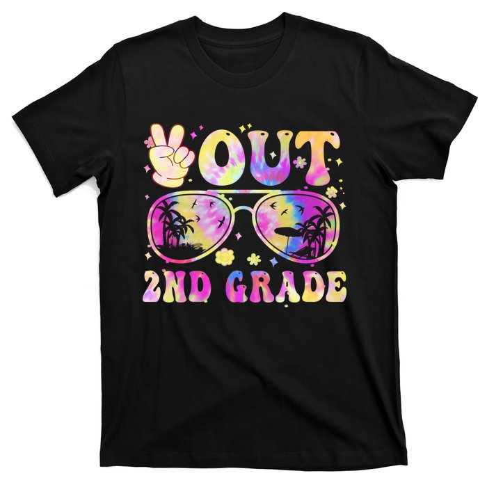 Groovy Last Day Of School Peace Out 2nd Grade T-Shirt