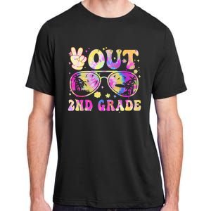 Groovy Last Day Of School Peace Out 2nd Grade Adult ChromaSoft Performance T-Shirt