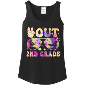 Groovy Last Day Of School Peace Out 2nd Grade Ladies Essential Tank