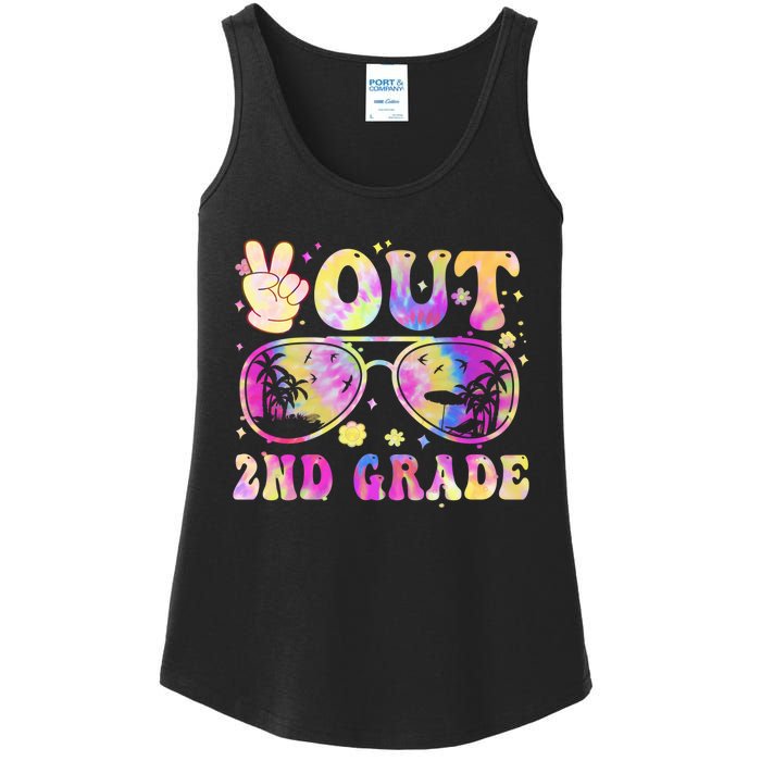 Groovy Last Day Of School Peace Out 2nd Grade Ladies Essential Tank