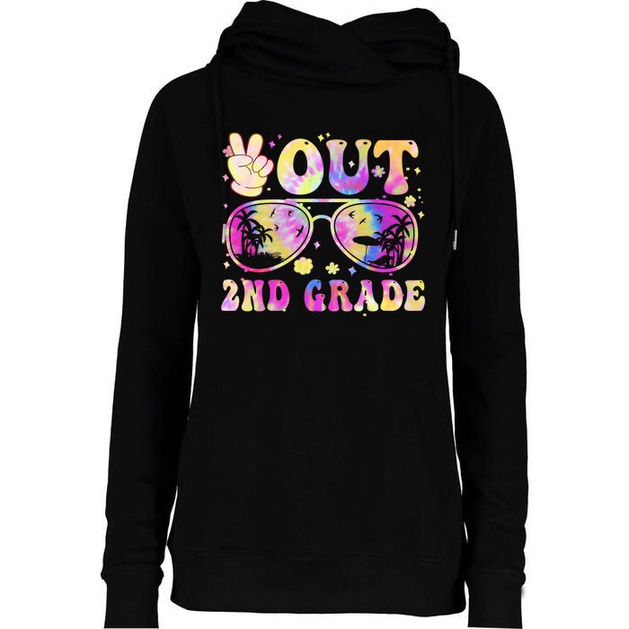 Groovy Last Day Of School Peace Out 2nd Grade Womens Funnel Neck Pullover Hood