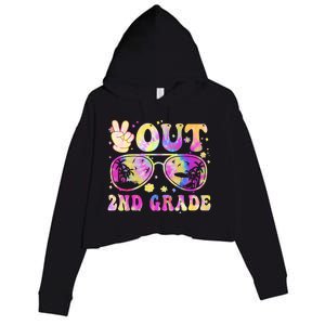 Groovy Last Day Of School Peace Out 2nd Grade Crop Fleece Hoodie