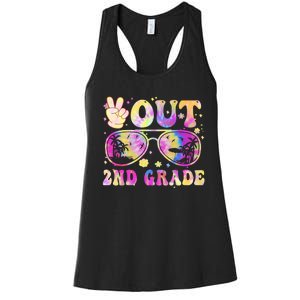 Groovy Last Day Of School Peace Out 2nd Grade Women's Racerback Tank