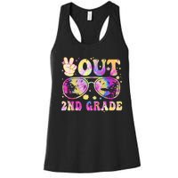 Groovy Last Day Of School Peace Out 2nd Grade Women's Racerback Tank