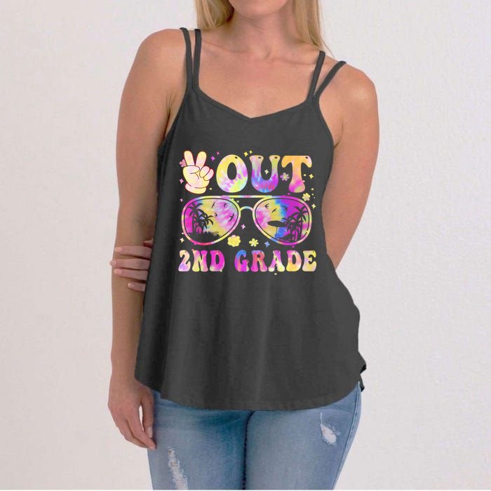 Groovy Last Day Of School Peace Out 2nd Grade Women's Strappy Tank