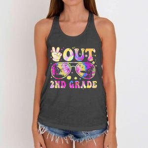 Groovy Last Day Of School Peace Out 2nd Grade Women's Knotted Racerback Tank