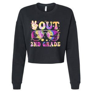 Groovy Last Day Of School Peace Out 2nd Grade Cropped Pullover Crew