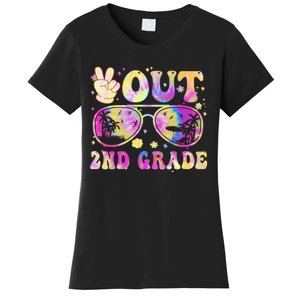 Groovy Last Day Of School Peace Out 2nd Grade Women's T-Shirt