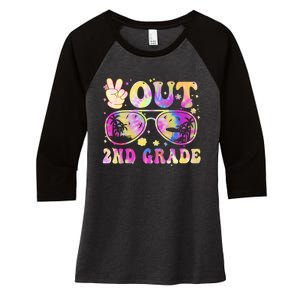 Groovy Last Day Of School Peace Out 2nd Grade Women's Tri-Blend 3/4-Sleeve Raglan Shirt