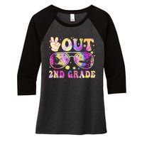 Groovy Last Day Of School Peace Out 2nd Grade Women's Tri-Blend 3/4-Sleeve Raglan Shirt