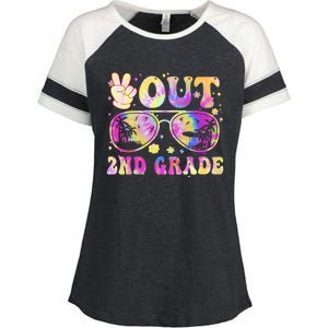 Groovy Last Day Of School Peace Out 2nd Grade Enza Ladies Jersey Colorblock Tee