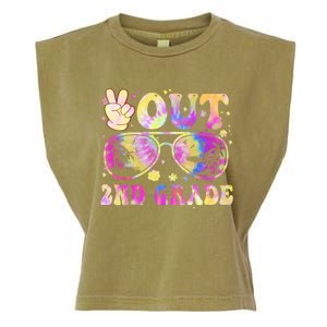 Groovy Last Day Of School Peace Out 2nd Grade Garment-Dyed Women's Muscle Tee