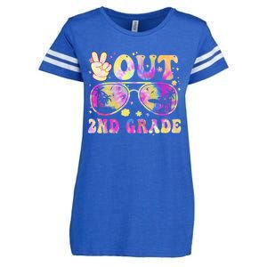 Groovy Last Day Of School Peace Out 2nd Grade Enza Ladies Jersey Football T-Shirt