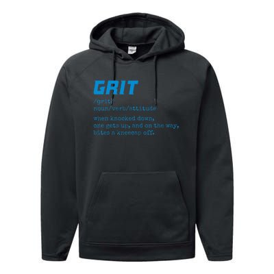 Grit Lions Definition Funny Detroit City Performance Fleece Hoodie