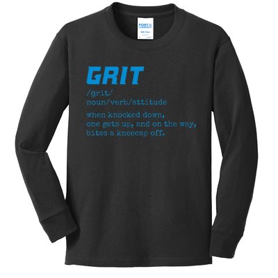 Grit Lions Definition Funny Detroit City Kids Long Sleeve Shirt