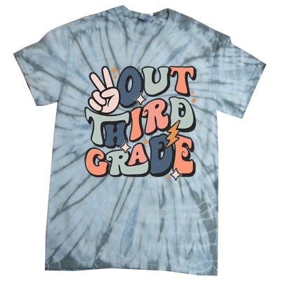 Groovy Last Day Of School 3rd Grade Peace Out Third Grade Tie-Dye T-Shirt