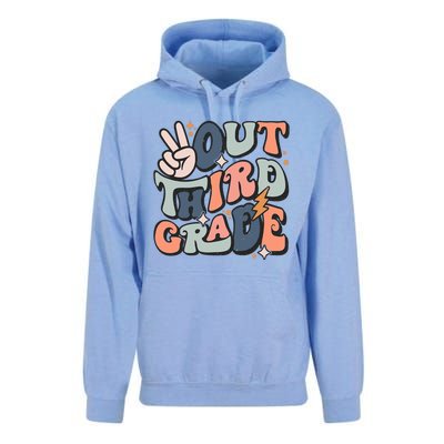 Groovy Last Day Of School 3rd Grade Peace Out Third Grade Unisex Surf Hoodie