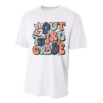 Groovy Last Day Of School 3rd Grade Peace Out Third Grade Performance Sprint T-Shirt