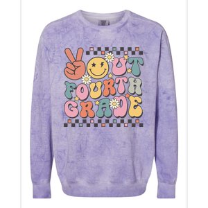 Groovy Last Day Of School 4th Grade Peace Out Fourth Grade Colorblast Crewneck Sweatshirt